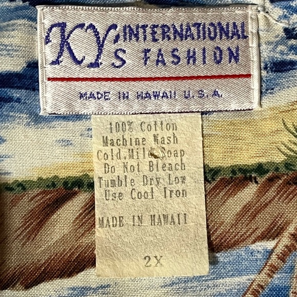Vintage KY’s Hawaiian Button Up Palm Tree Short Sleeve Shirt XXL 2XL Made in USA - Picture 3 of 9